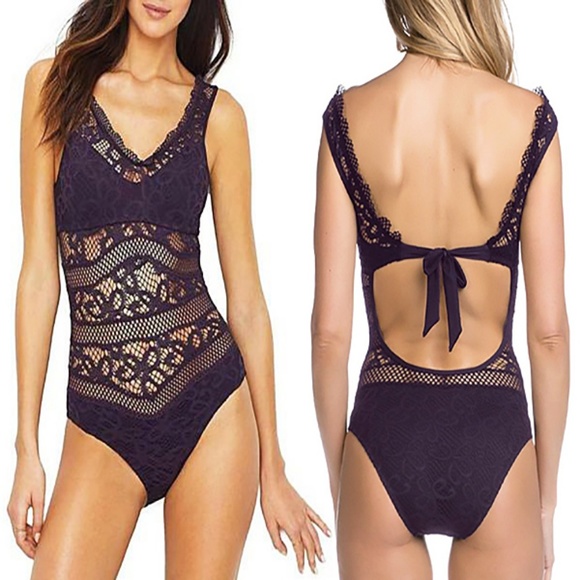 BECCA Other - Becca Captured Purple Crochet One Piece Swimsuit